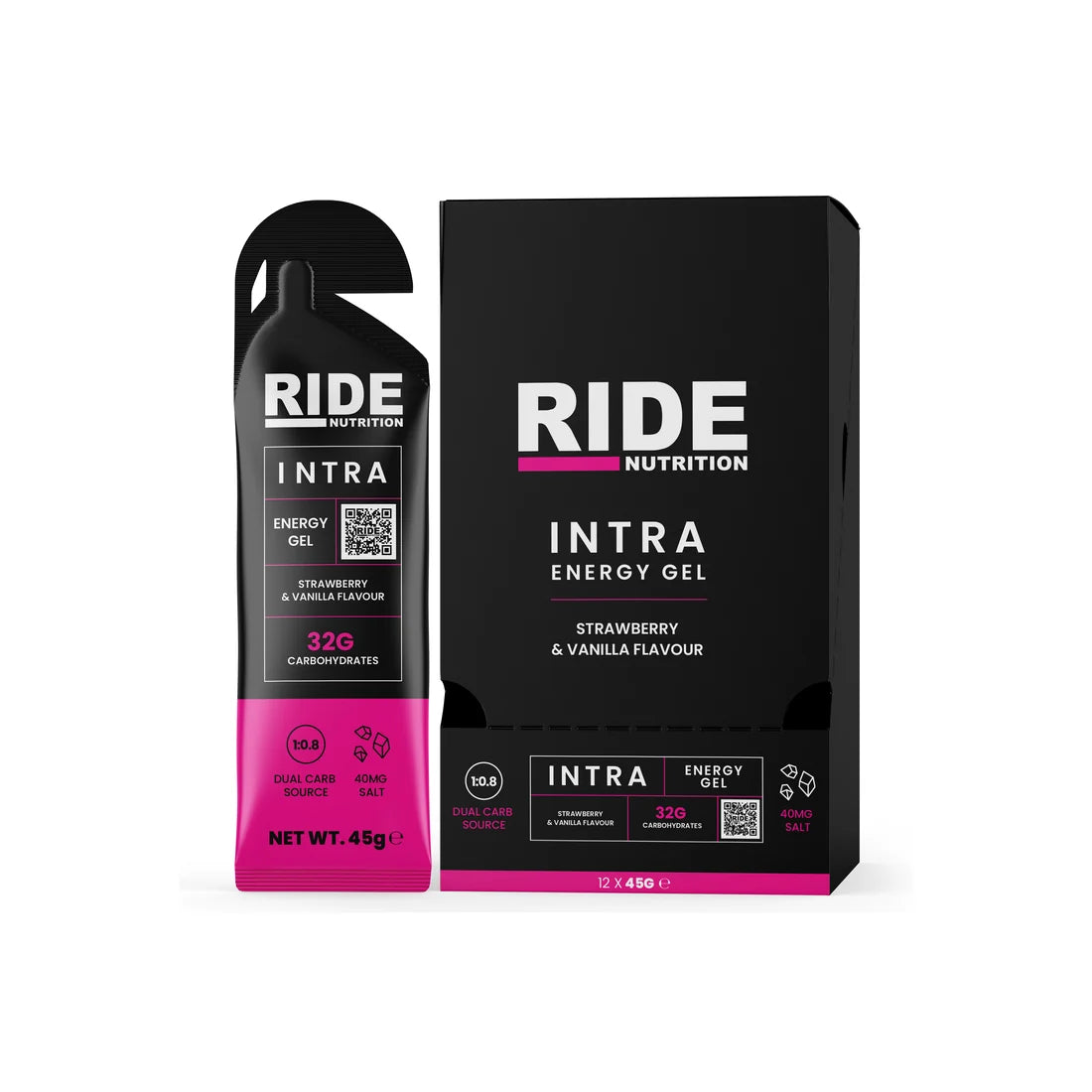 RIDE Nutrition Intra Energy Gel Strawberry and Vanilla 32g carbohydrates